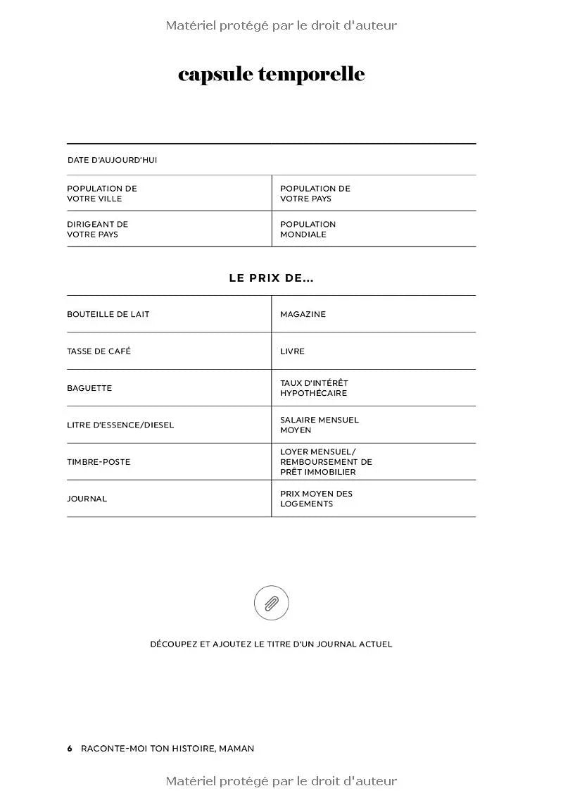 capsule temporelle à remplir avec prix actuels, idée cadeau anniversaire maman, cadeau maman noel