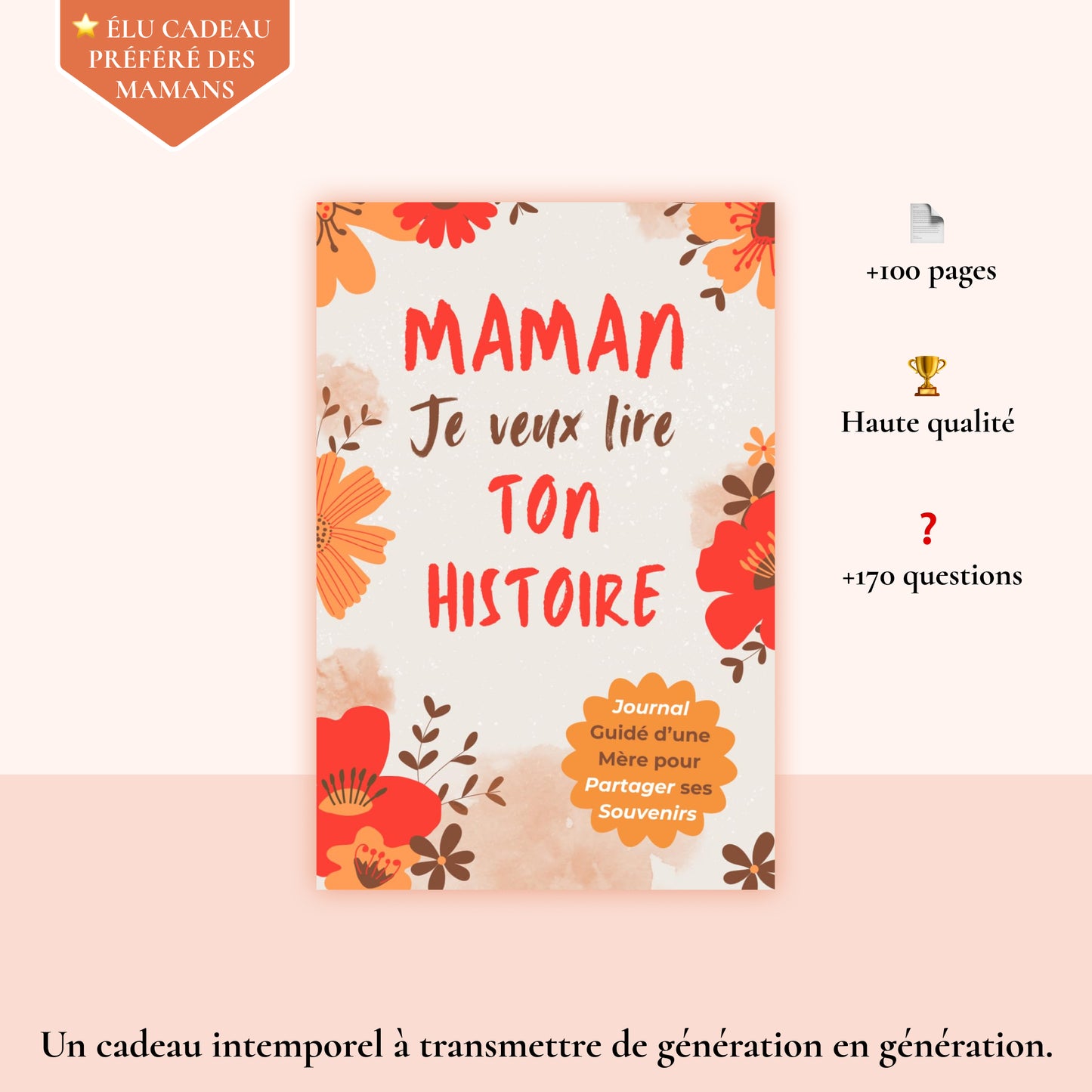 couverture carnet maman raconte moi ton histoire version floral avec avantages